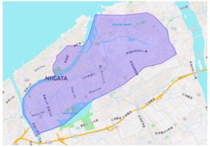 新潟市エリアの範囲の地図画像