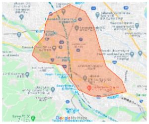 群馬県高崎市エリアの範囲の地図画像