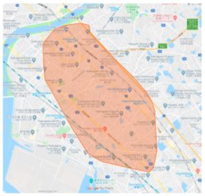 加古川市エリアの範囲の地図画像