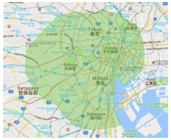 千代田区エリアの範囲の地図画像