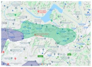 佐倉市エリアの範囲の地図画像