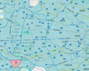 武蔵野市エリアの範囲の地図画像