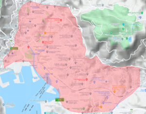 佐世保市エリアの範囲の地図画像
