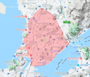 下関市エリアの範囲の地図画像
