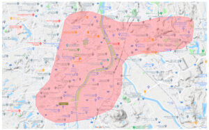 飯塚市エリアの範囲の地図画像
