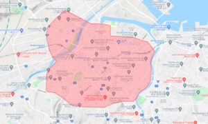 八戸市エリアの範囲の地図画像