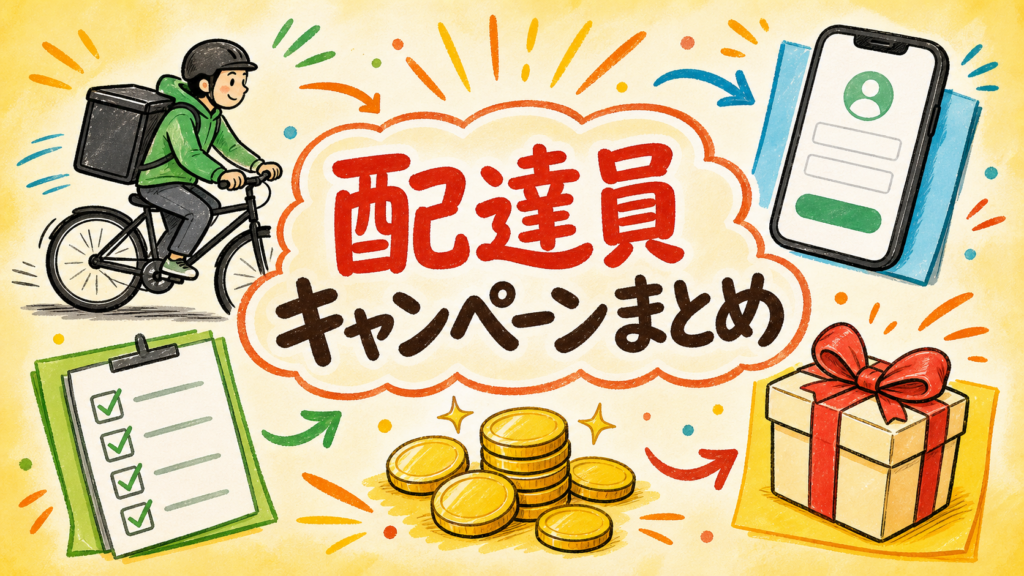 デリバリー配達員 キャッシュバック・登録キャンペーンまとめ