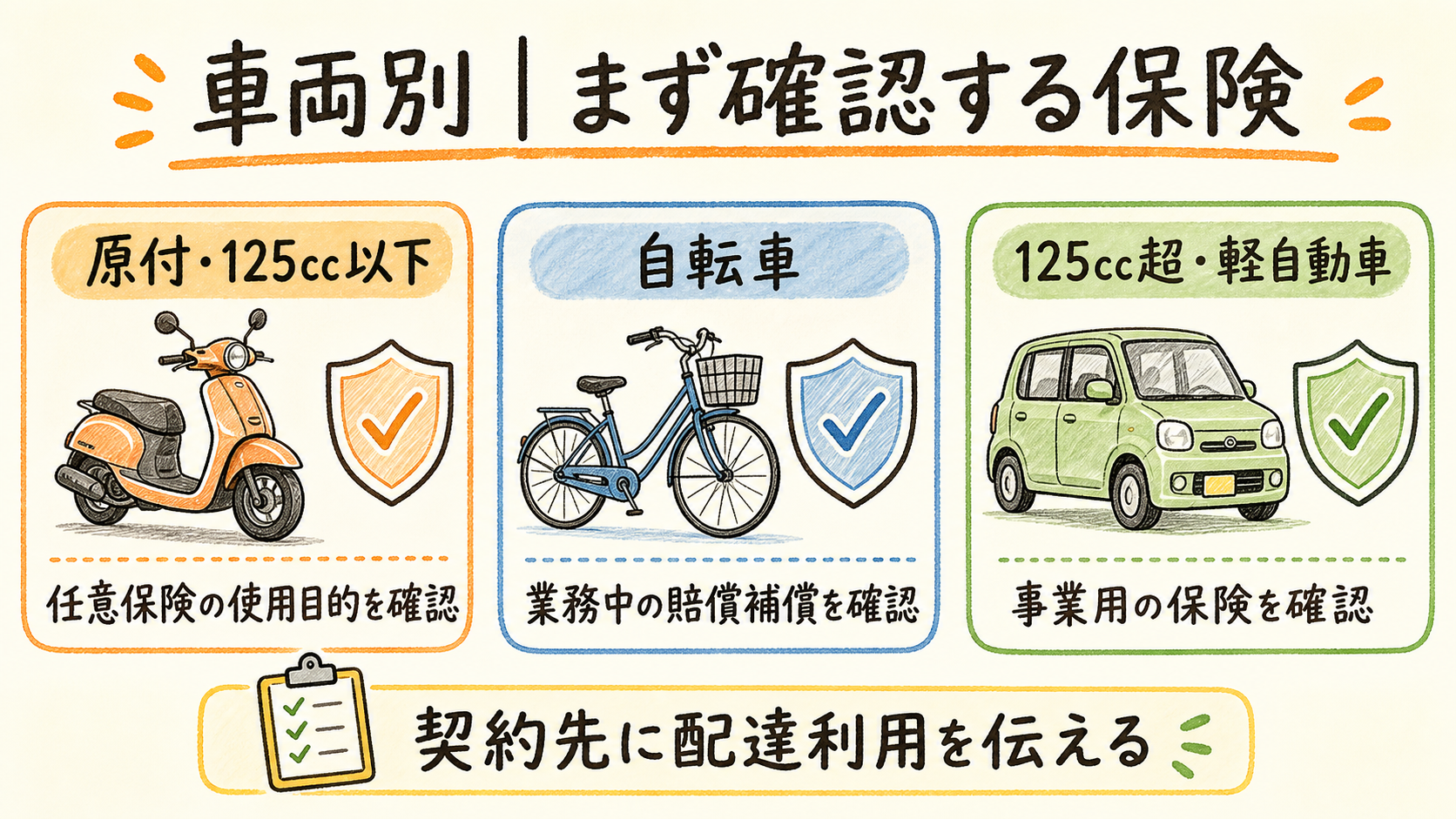 車両別にまず確認する保険