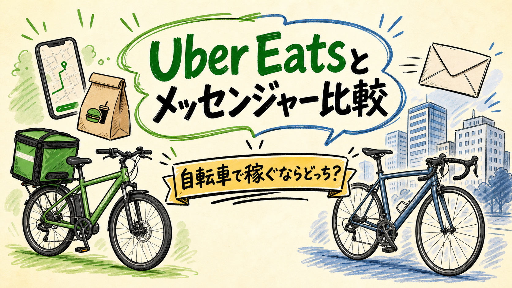 Uber Eatsと自転車メッセンジャーを比較