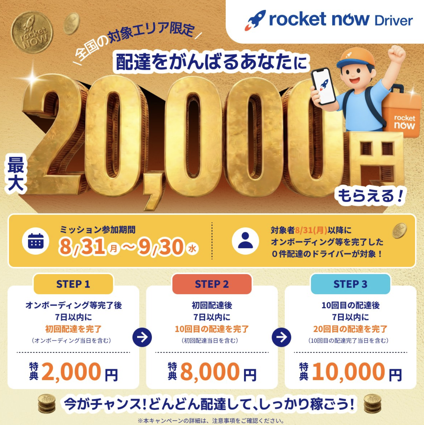 ロケットナウ配達員キャンペーンの公式バナー